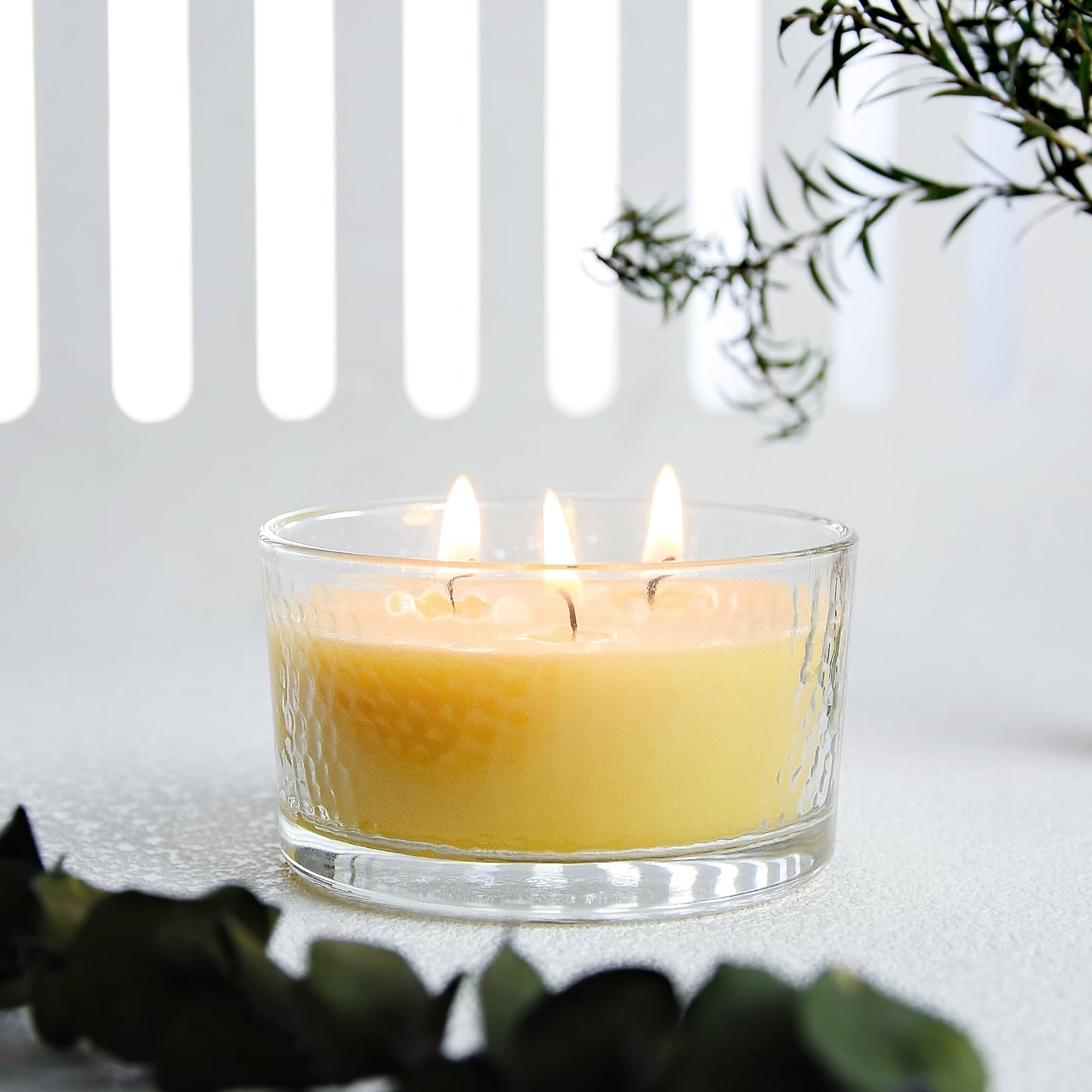 3-Wick Beeswax Candles, Pure Natural Handmade Beeswax Candles in Thick Glass Jars - Unscented Candles with 22-Hour Lasting