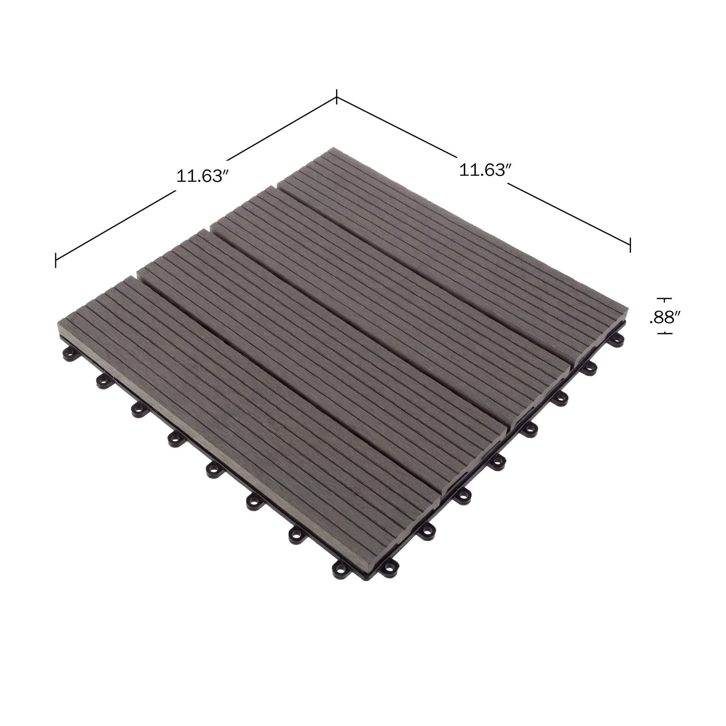 Interlocking Deck Tiles - 30-Pack 11.6-in Wood Plastic Composite All-Weather Outdoor Flooring Balcony Poolside or Patio by Pure Garden (Gray)