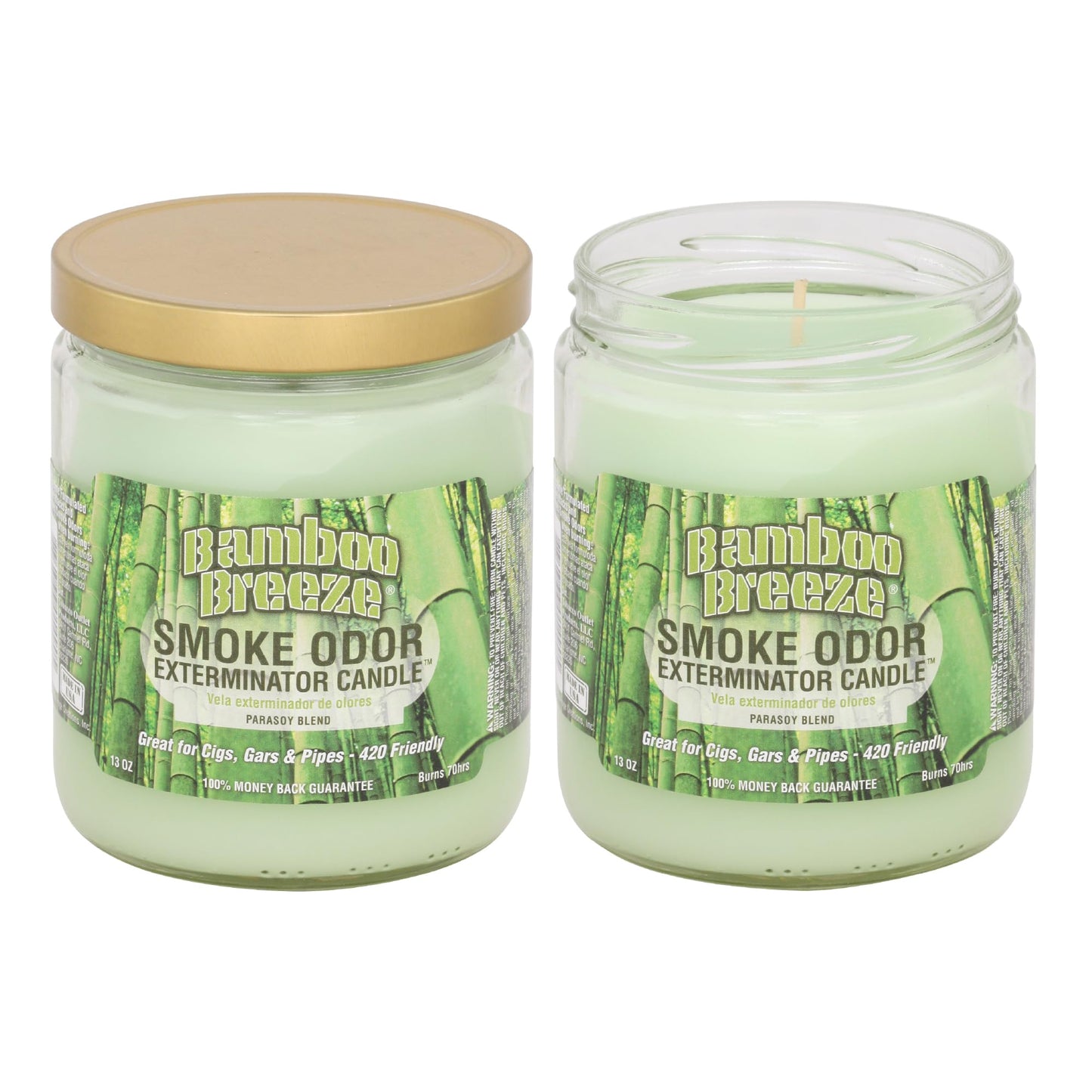 Smoke Odor Exterminator 13 oz Jar Candles Bamboo Breeze, (2)