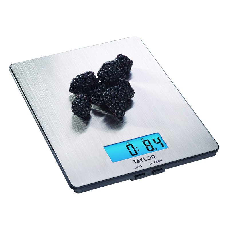 Taylor 11lb Stainless Steel Digital Kitchen Scale, Ultra-Thin, Silver