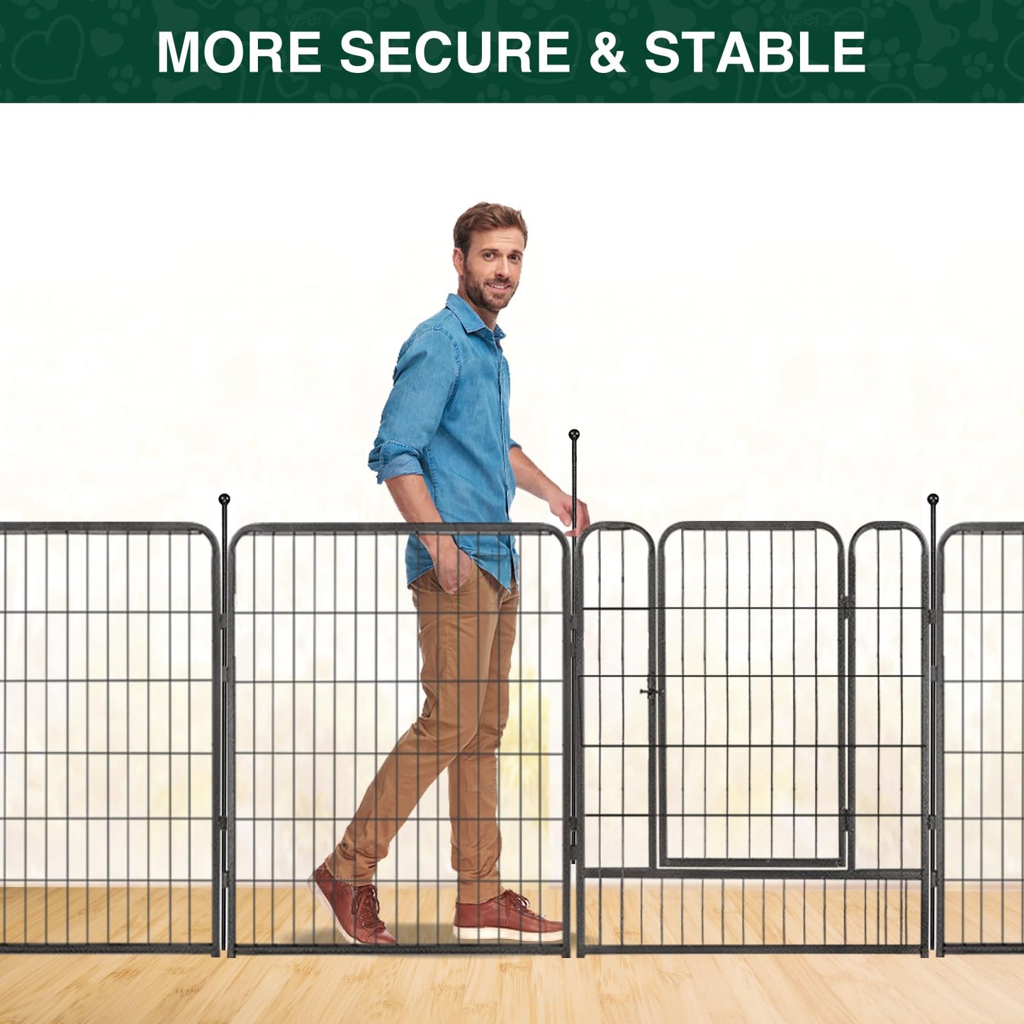 VISCOO Dog Playpen Outdoor, 16 Panels 40" High Metal Dog Fence with Gate, Pet Fence for Large/Small Dogs, Portable Dog Fence for RV Camping, Yard