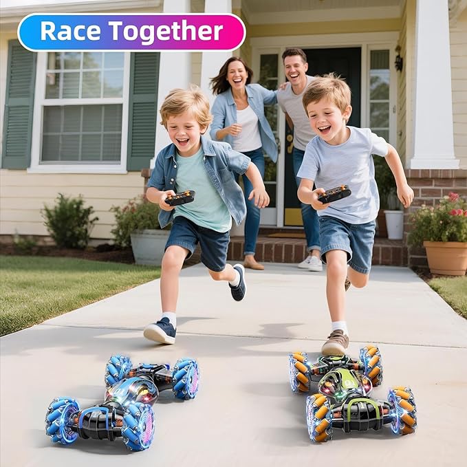 Gigilli Gesture Sensing RC Stunt Car with Spray Music Lights Remote Control Car Boys Toys Age 5-7 6-8 9 10 11 12 Birthday Easter Gifts Boys for Kids Grandkids Ages 4 7 13 Years Old 4WD Twist Drift