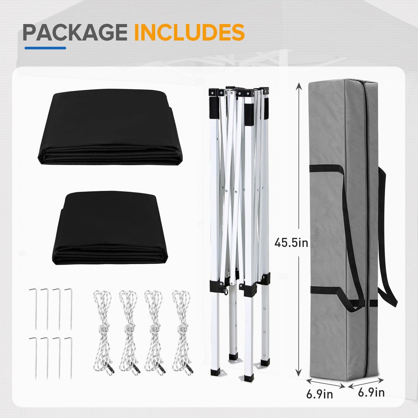 EAGLE PEAK Pop up Canopy 5x5, Outdoor Portable Canopy Tent with One Removable Sunwall, Carry Bag Included, Black