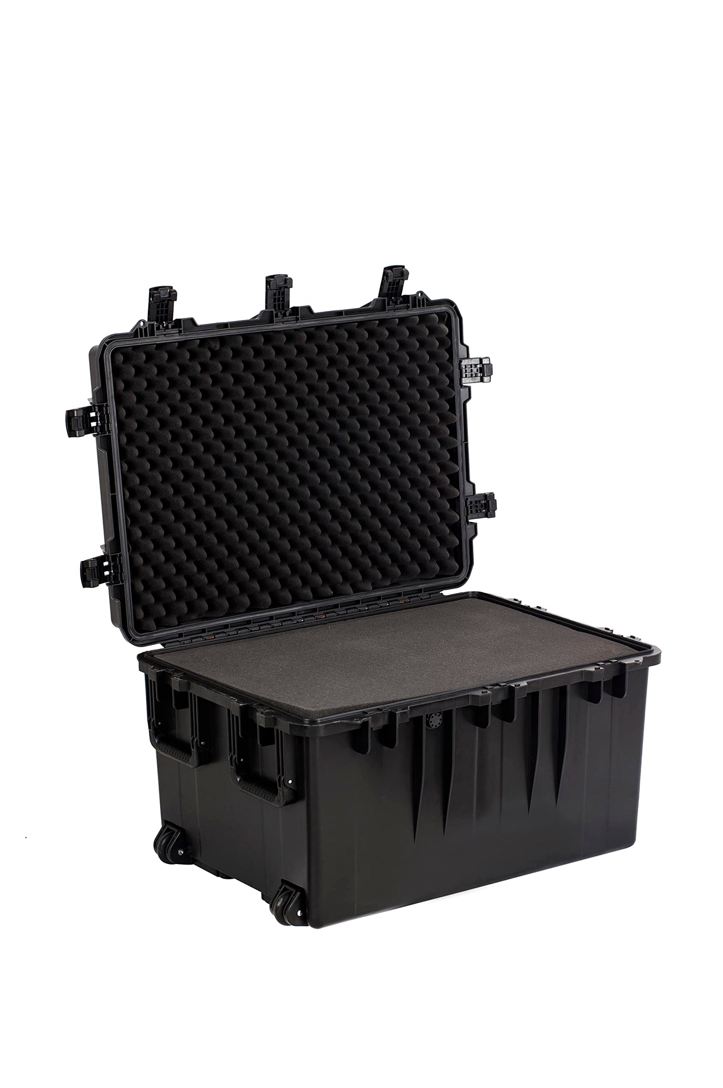 MEIJIA Portable All Weather Waterproof Camera Case,Customizable Fit Foam with Rolling Wheels and Retractable Pull Handle,33.25"X24.4"X19.3"