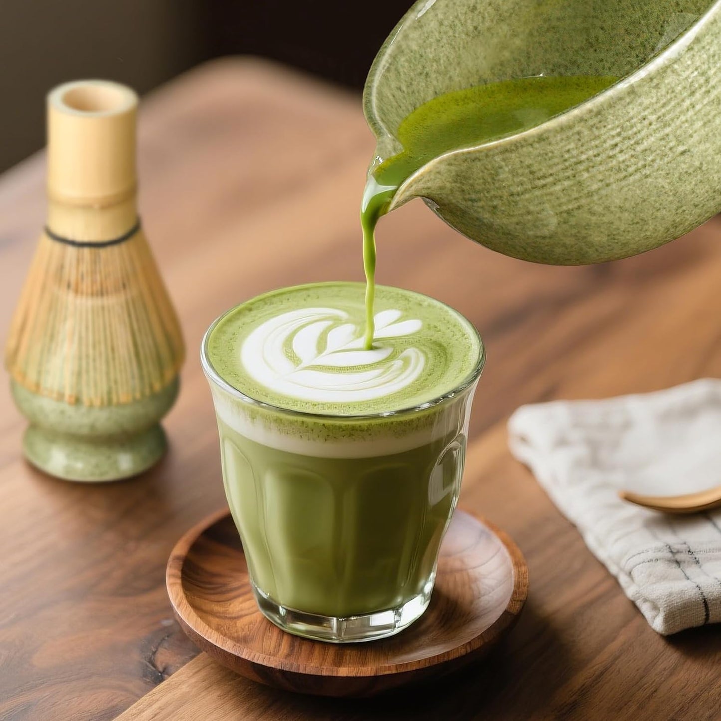 Skiennix Matcha Whisk Set - Complete 5-Piece Kit with Ceramic Bowl, Bamboo Chasen & Sifter for Matcha Lovers