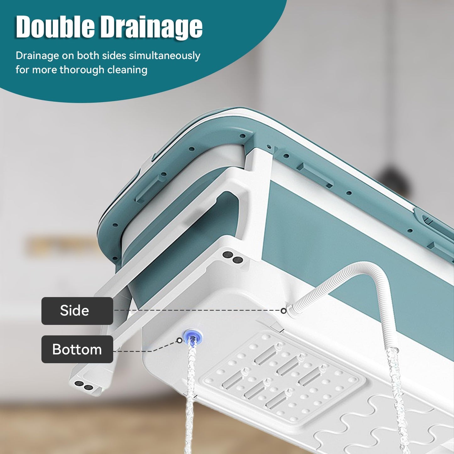 53'' Large Portable Bathtub for Adult, Foldable Bathtub Portable Soaking Bath Tub Effortless, Ergonomically Designed for Hot Bath Ice Bath with Reached Out Hands