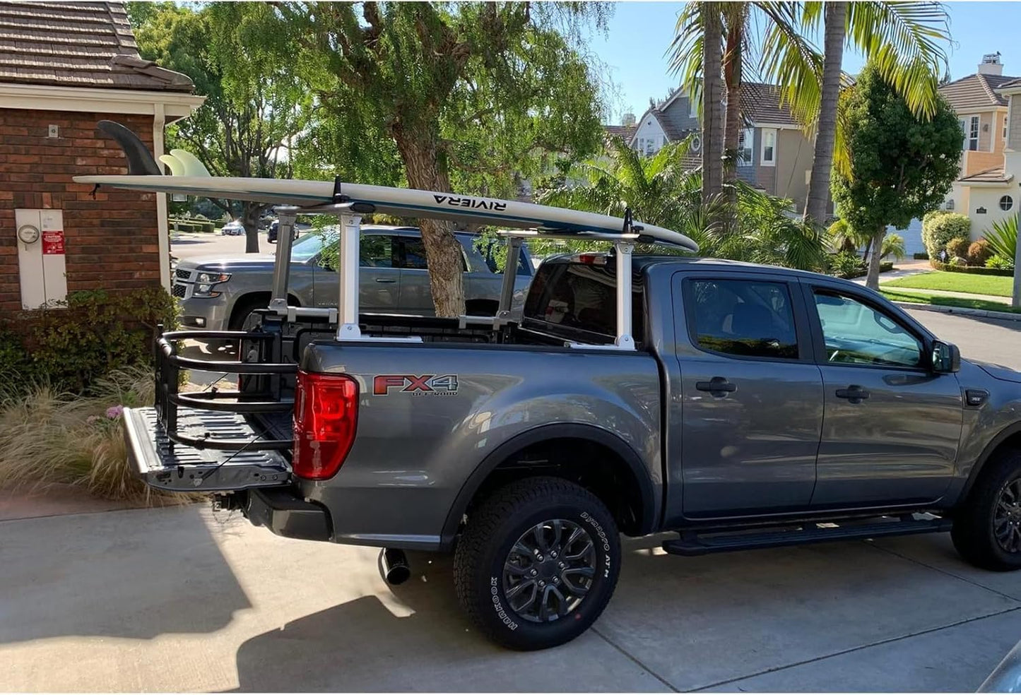 OUTPRIZE Non-Drilling Aluminum Truck Rack, Heavy Duty Width and Height Extendable Truck Bed Ladder Rack, Fit for Max 66" Wide Truck Bed, 600 lb. Capacity