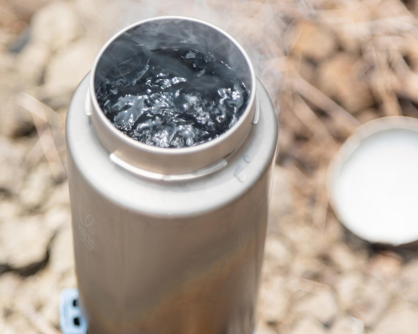 Keith Titanium Ti3070 Nesting Camp Set - Ultralight Plastic-Free Titanium Bottle, Mug & Wood Stove with Canvas Carry Bag - Durable, Portable, and Eco-Friendly for Camping, Hiking & Outdoor Adventures