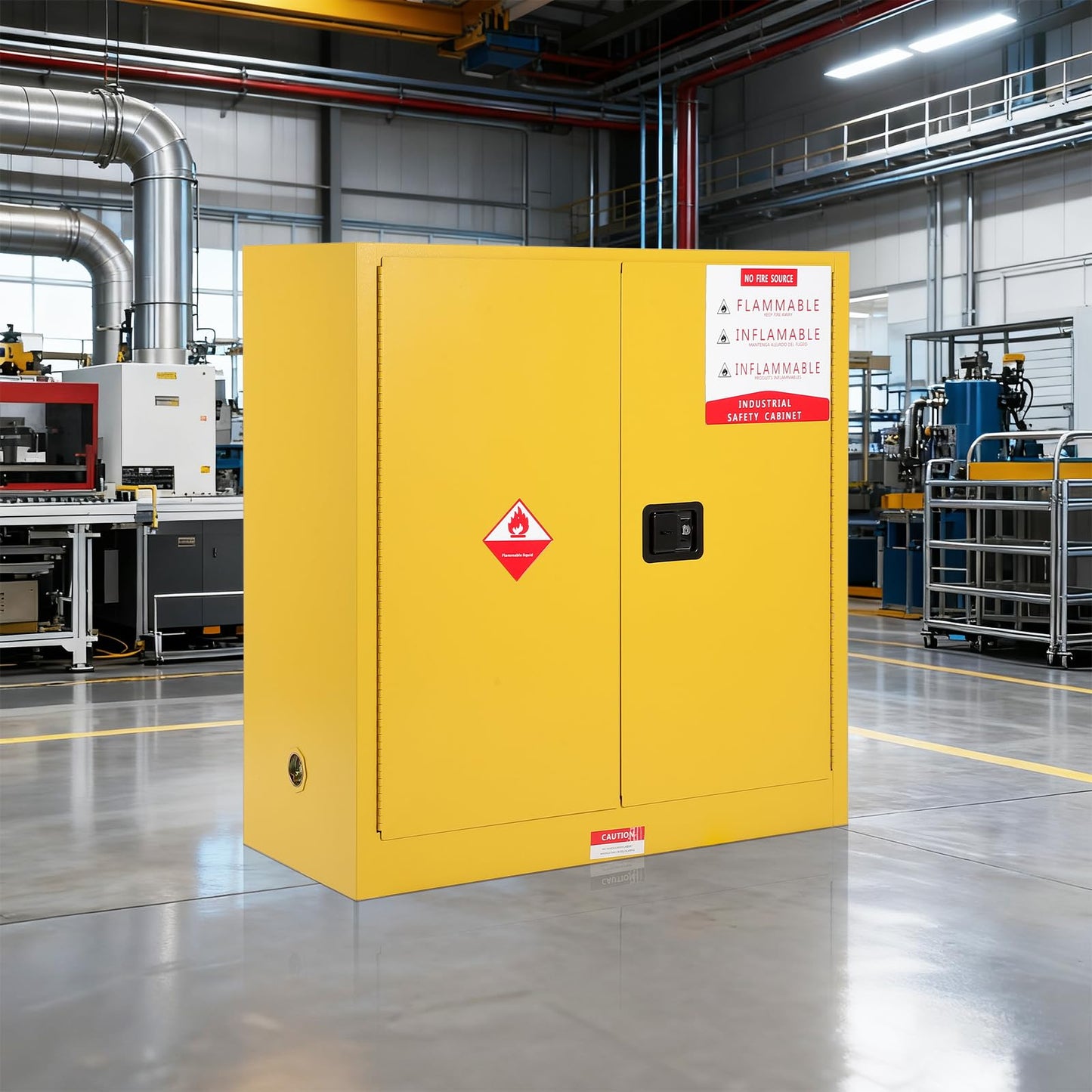 Hazardous Storage Flammable Cabinets, Fire Resistant Safety Cabinet for Flammable Liquids | Cold-Rolled Steel Construction w/Spill Containment Tray, Ventilation Holes & Grounding | Adjustable Shelf