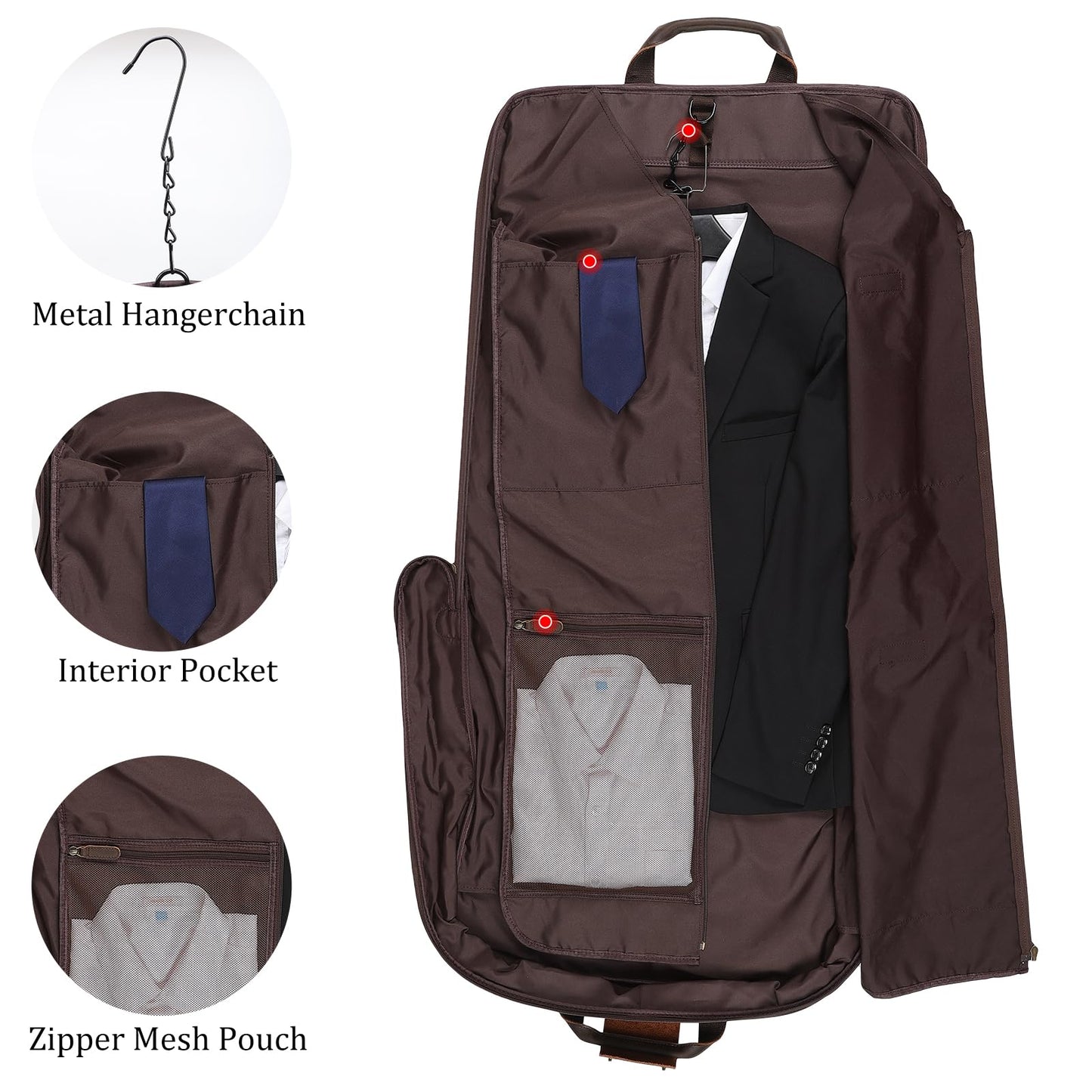 Polare Waxed Canvas Full Grain Leather Trim Garment Carry on Bag for Business Travel, Waterproof Hanging Suit Luggage Bag Wrinkle-Free Suit Cover with YKK Zipper and Shoulder Strap