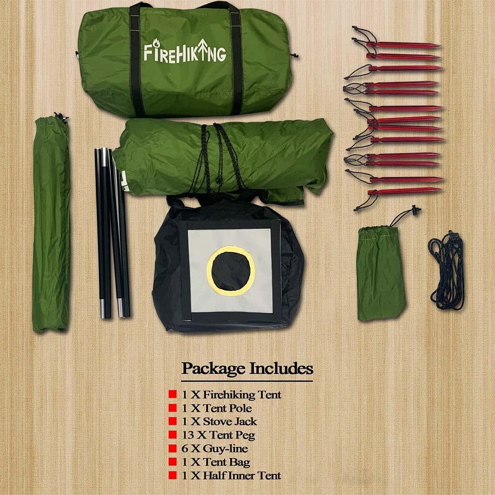 FireHiking Hot Tent with Stove Jack Ultralight Teepee Half Inner Tent for 1-2 Person Camping