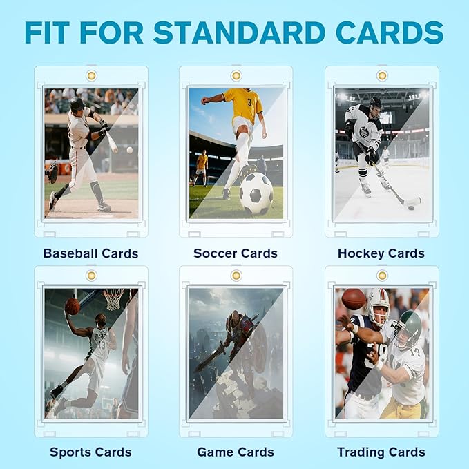 30-Pack Sleeved Card Magnetic Holders - 35pt One Touch Card Holder Includes 30 Soft Soft Card Sleeves Insert Card into Sleeve First Then into Holder Fits Trading Cards Baseball & Game Card