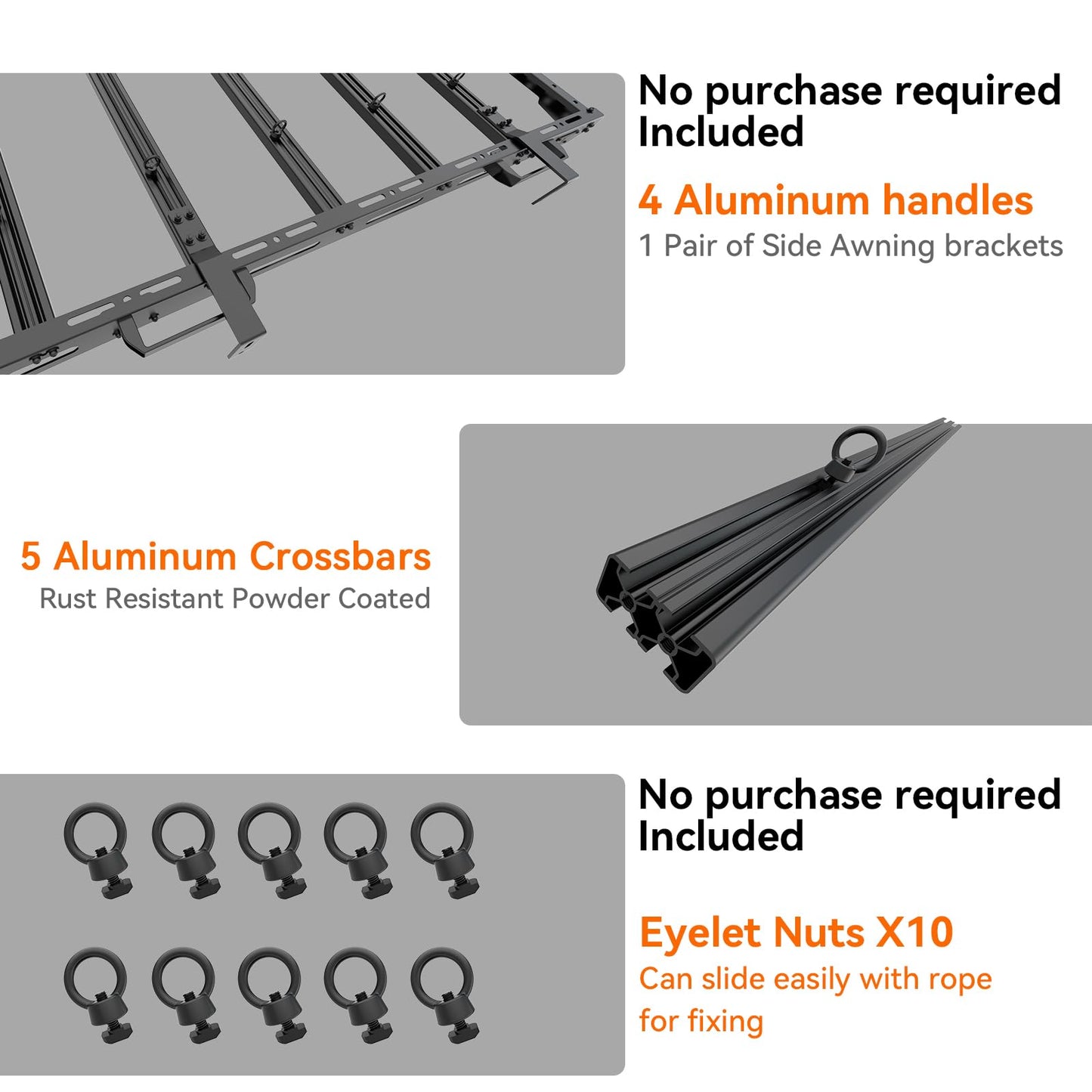 Titan Series Heavy Duty | Roof Rack for 4th Generation Compatible with only 2024, 2025, 2026 Tacoma/TRD Pro Version Double Cab 4 Door Pickup | with Handle/Side Awning Stand | No Drilling Installation