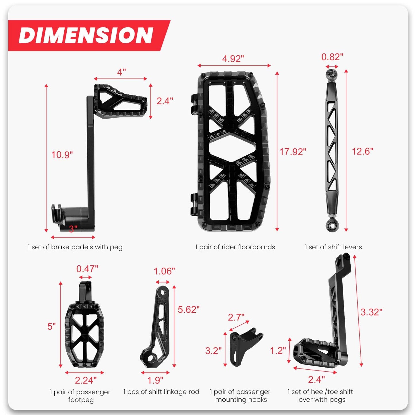 kekykm Touring Floorboards MX Foot Boards Kit Crash Bar fits Harley 2014-2024 Street Glide Road Glide Road King Electra Models