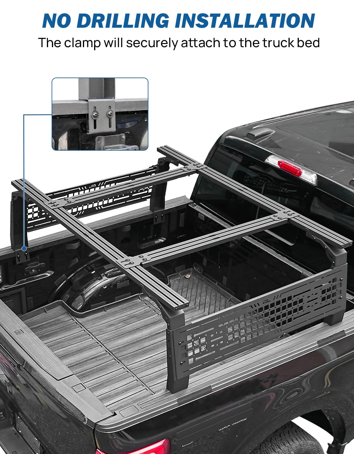 JOYTUTUS 16.5-21.2" High Truck Bed Rack for Full Size & Mid Size Truck Adjustable Overland Bed Rack Compatible with F150 F250 F350 Silverado Sierra Ram Tundra Tacoma Gladiator