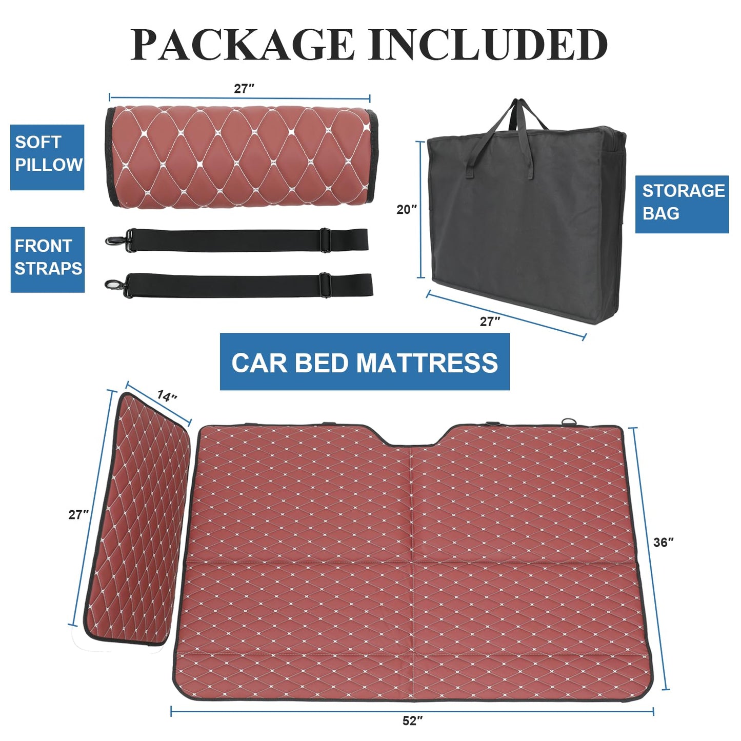 Kmirepa Non-Inflatable Truck Back Seat Bed Mattress, Portable Car Beds for Large Trucks, Double-Sided Folding Travel Bed F150/RAM Trucks/Toyota/Nissan