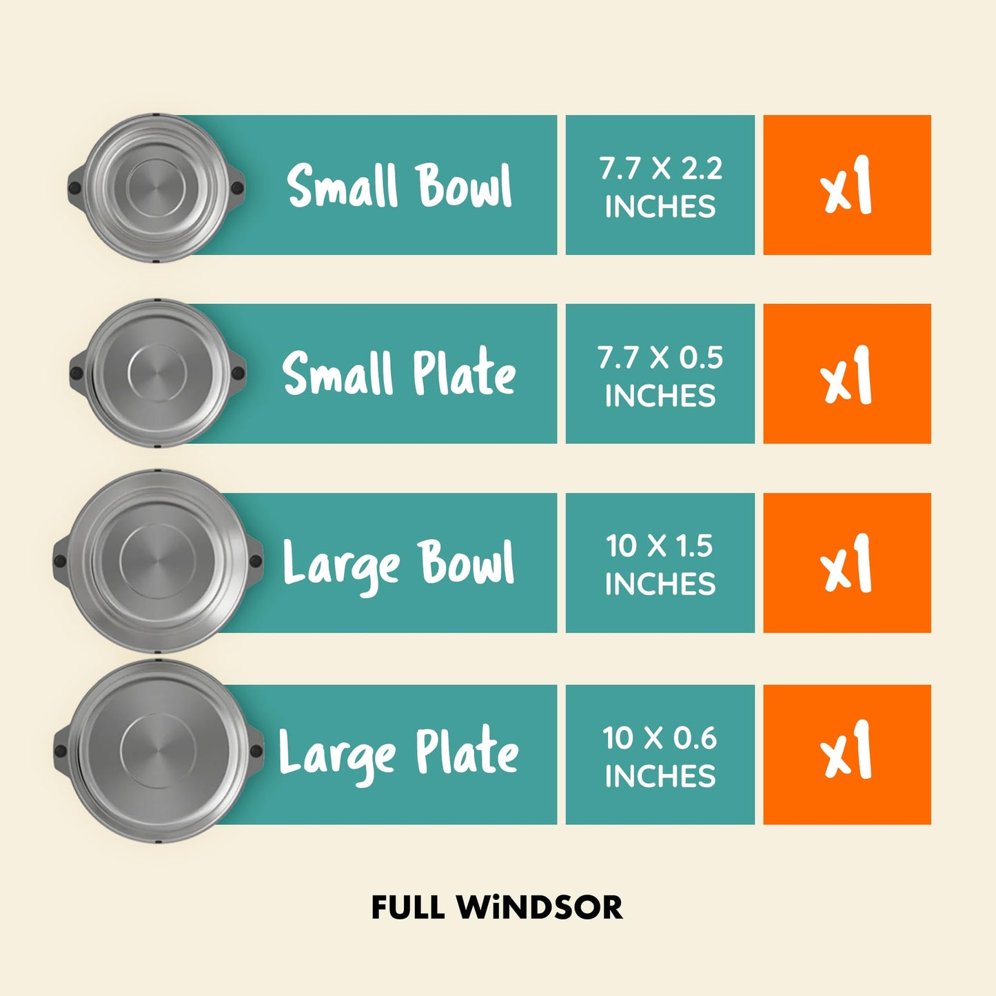 Full Windsor Magware, 35-Pcs Stainless Steel Camping Mess Kit, Magnetic Flatware Plates, Cups, Bowls, Cutlery & Utensils