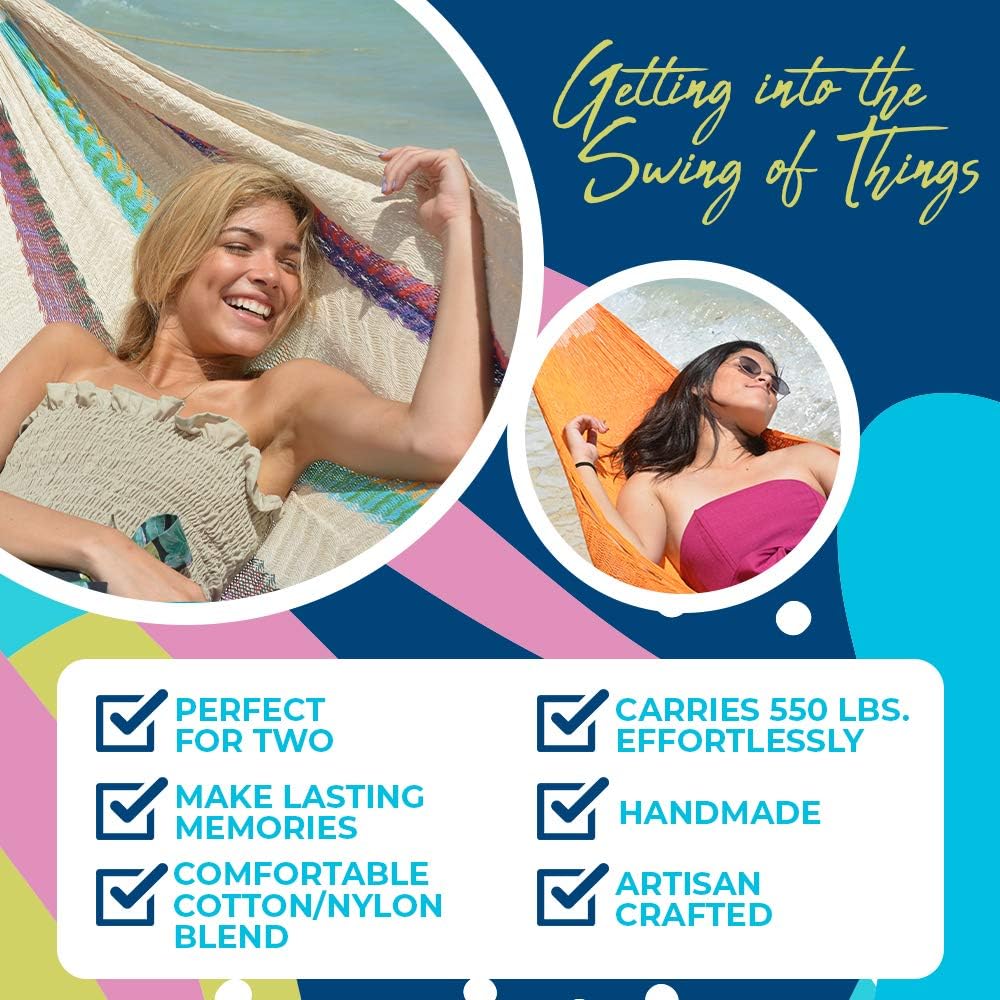 Hammocks Rada: Handmade Yucatan Hammock - Matrimonial Size Tropical Multicolor - 13ft long Artisan Crafted