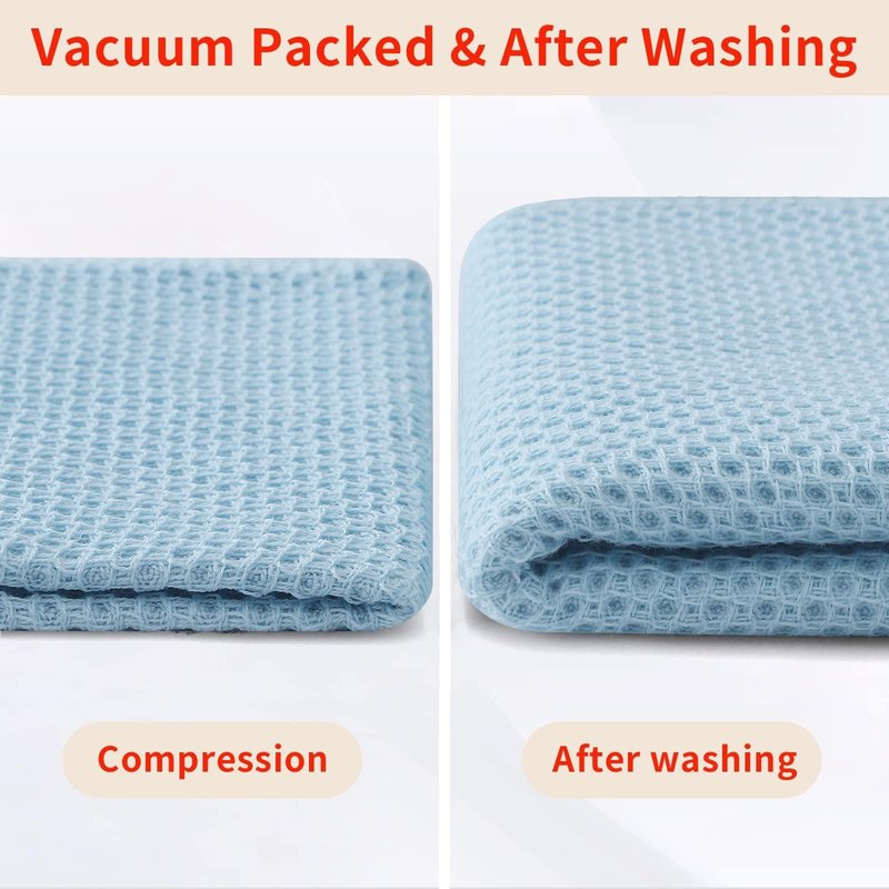 Homaxy 100% Cotton Waffle Weave Kitchen Dish Cloths, Ultra Soft Absorbent Quick Drying Dish Towels, 12 x 12 Inches, 8-Pack, Sky Blue