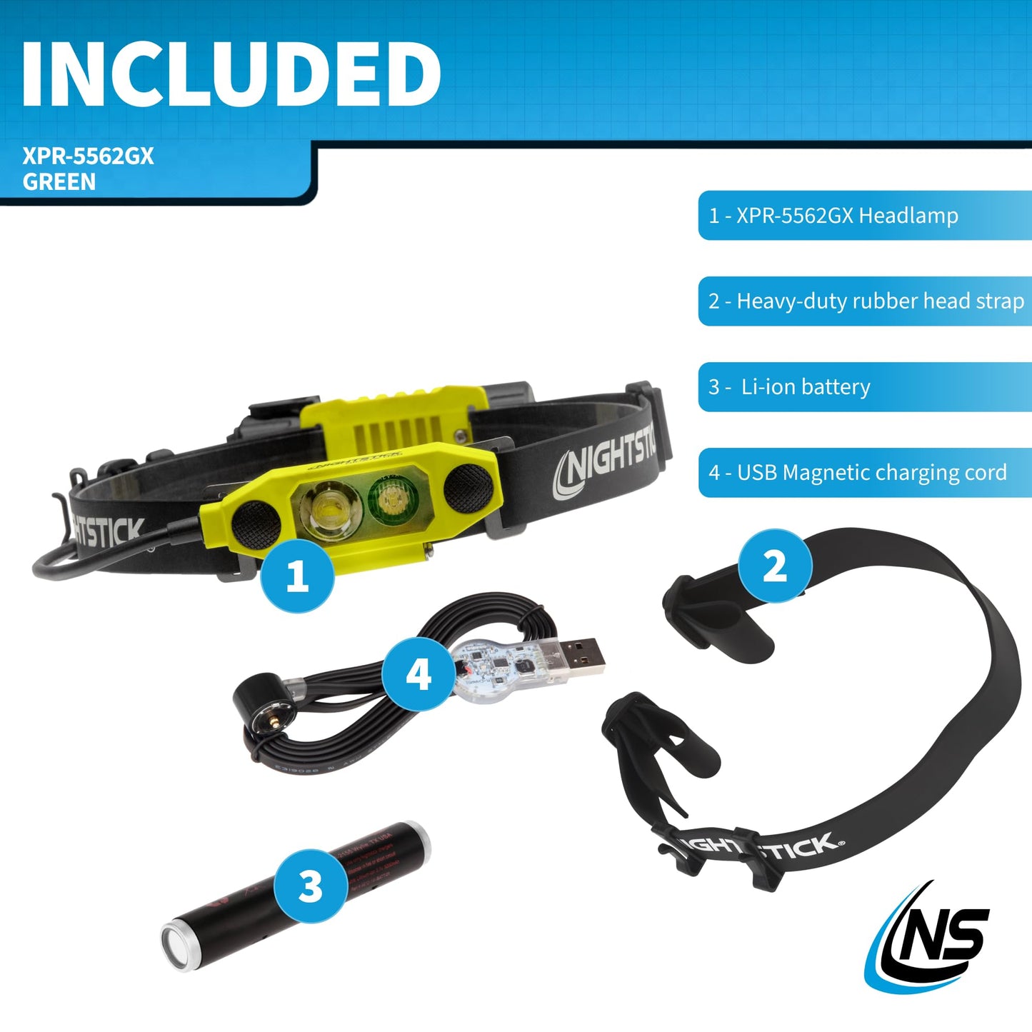Nightstick XPR-5562GX DICATA Intrinsically Safe USB Low-Profile Dual-Light Headlamp