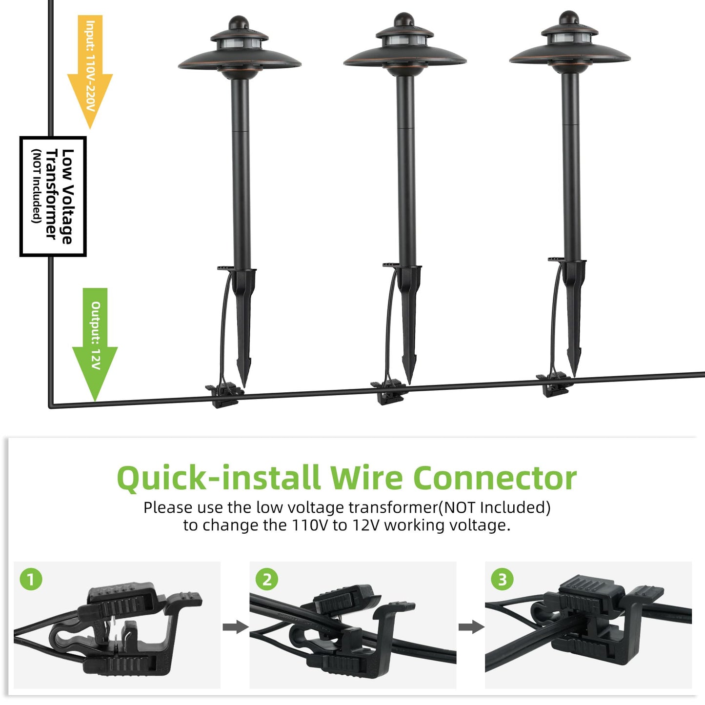 Low Voltage Landscape Pathway Lights, 3CCT Adjustable (2700K/3000K/4000K) 12V-15V LED Landscape Lighting, Oil Rubbed Bronze Aluminum Housing, Waterproof Outdoor Path Lights for Yard, Garden, 6 Pack