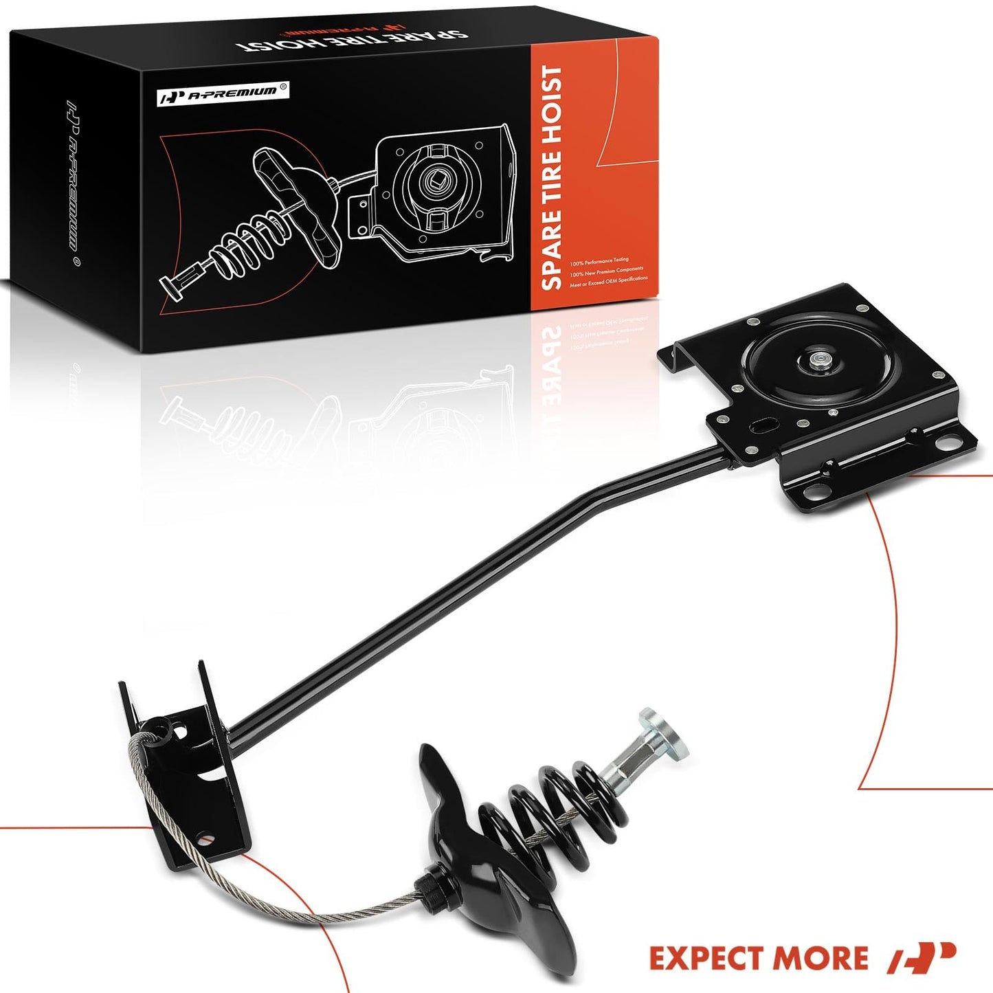 A-Premium Spare Tire Hoist Spare Tire Winch Carrier Compatible with Toyota and Lexus Highlander 2004-2007, RX330 2004-2006, RX350 2007-2009, US Built Vehicles