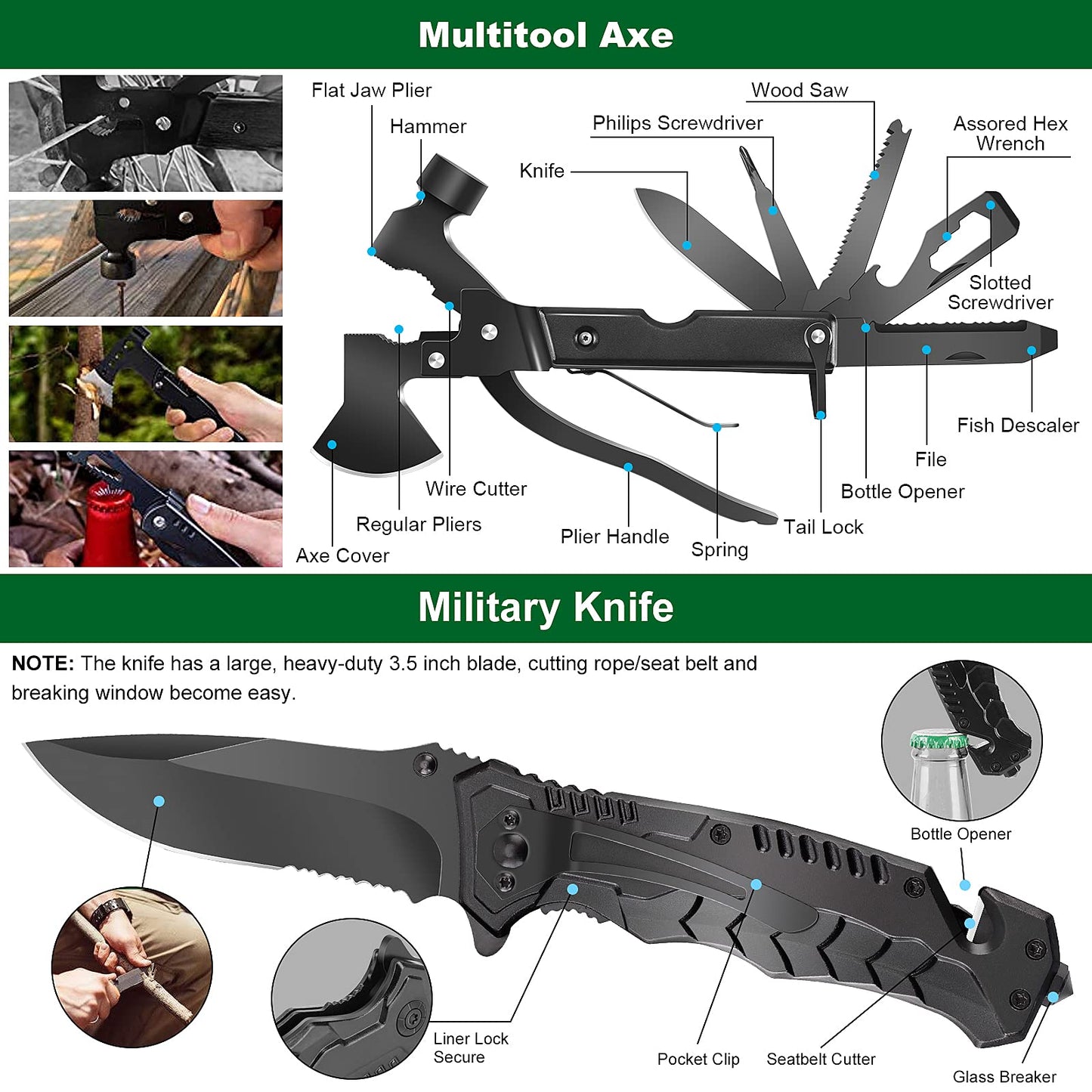 Survival Kit and First Aid Kit, 142Pcs Professional Survival Gear and Equipment with Molle Pouch, for Men Dad Husband Who Likes Camping Outdoor Adventure (Green)…