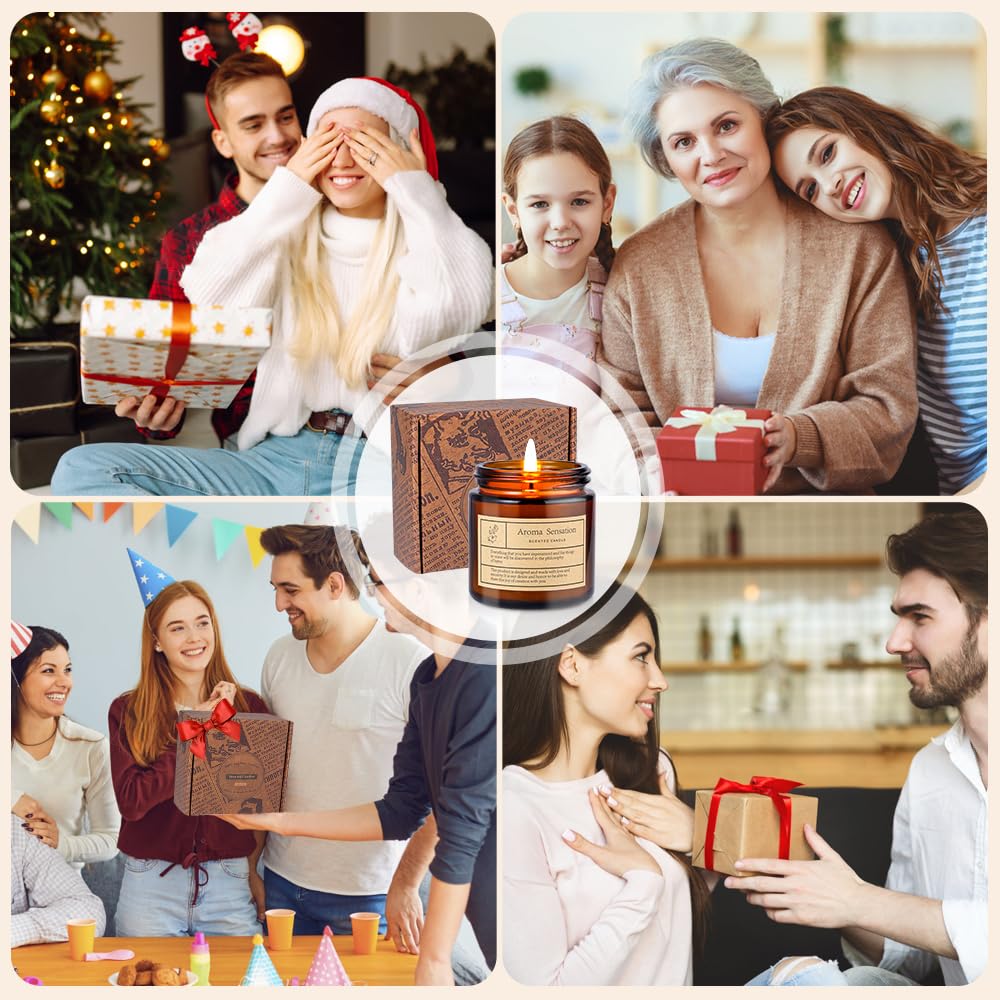 4 Pack Cedar Candles for Home Scented,Amber Jar Aromatherapy Candle Gifts for Women,Scented Candles Set for Mother's Day Christmas Valentine Thanksgiving Brithday Gifts,Soy Wax Candle Set