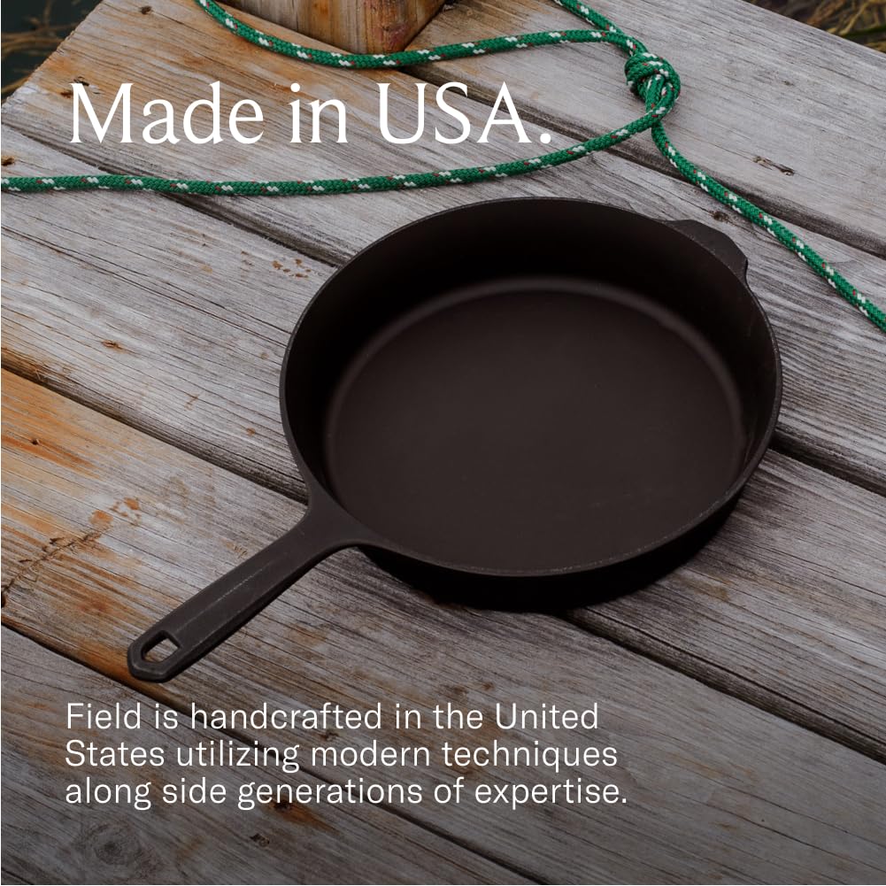 Field Company Large Cast Iron Skillet – 11.6-Inch Pre-Seasoned Pan for 4+ Servings, Lighter & Smooth, Made in USA