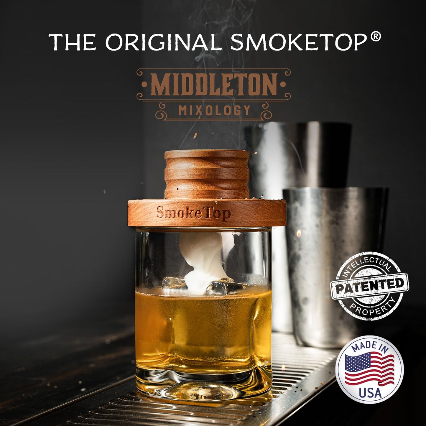 SmokeTop® 5 Pack Cocktail Smoker Kit - Premium Drink Smoker for Whiskey, Bourbon, Cocktails - Professional Bar Tool for Bartenders & Home Bars, includes 5x2oz Wood Chip Sample - by Middleton Mixology
