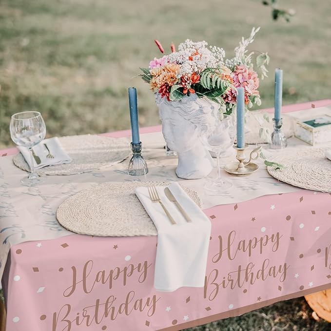 Rose Gold & Pink Sweet 16 Birthday Bundle: Party Supplies Set with paper Plates Napkins Cups Tablecloth & Banner - Sweet Sixteen Decorations Party Favors Serves 25