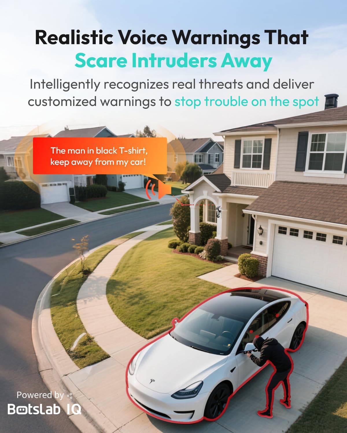 BOTSLAB 4K Security Cameras Wireless Outdoor, Add-On Camera Must Be Connected to Base Station, Solar Outdoor Camera with Full Color Night Vision, No Subscription, AI Recognition, 360° PT, 2.4GHz WiFi
