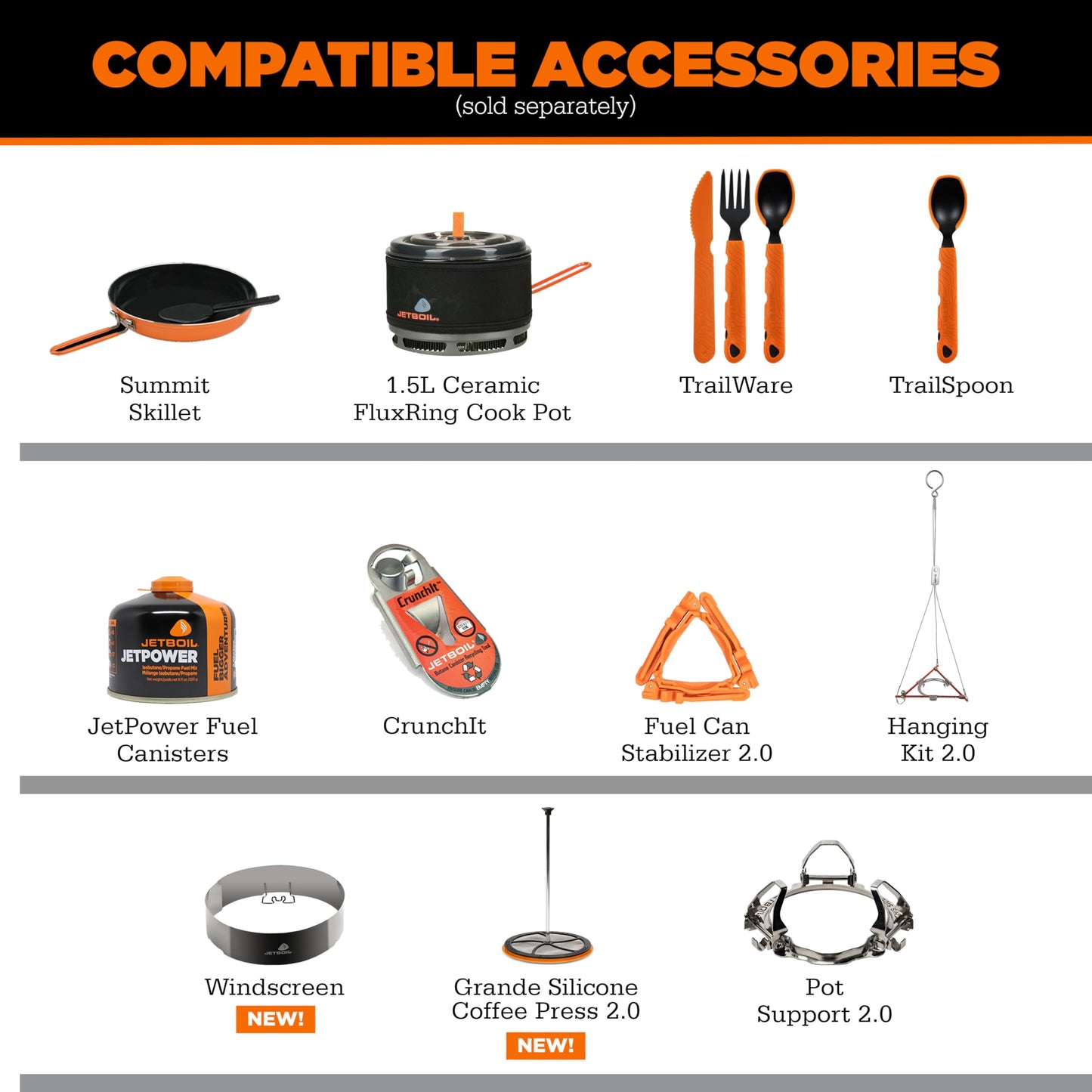 Jetboil Flash Java 1.8L Portable Fast Boil Stove and Coffee Press for Camping and Backpacking, 1-Step Auto Ignition, New for 2026, Propane/Isobutane Burner, Orange Topo