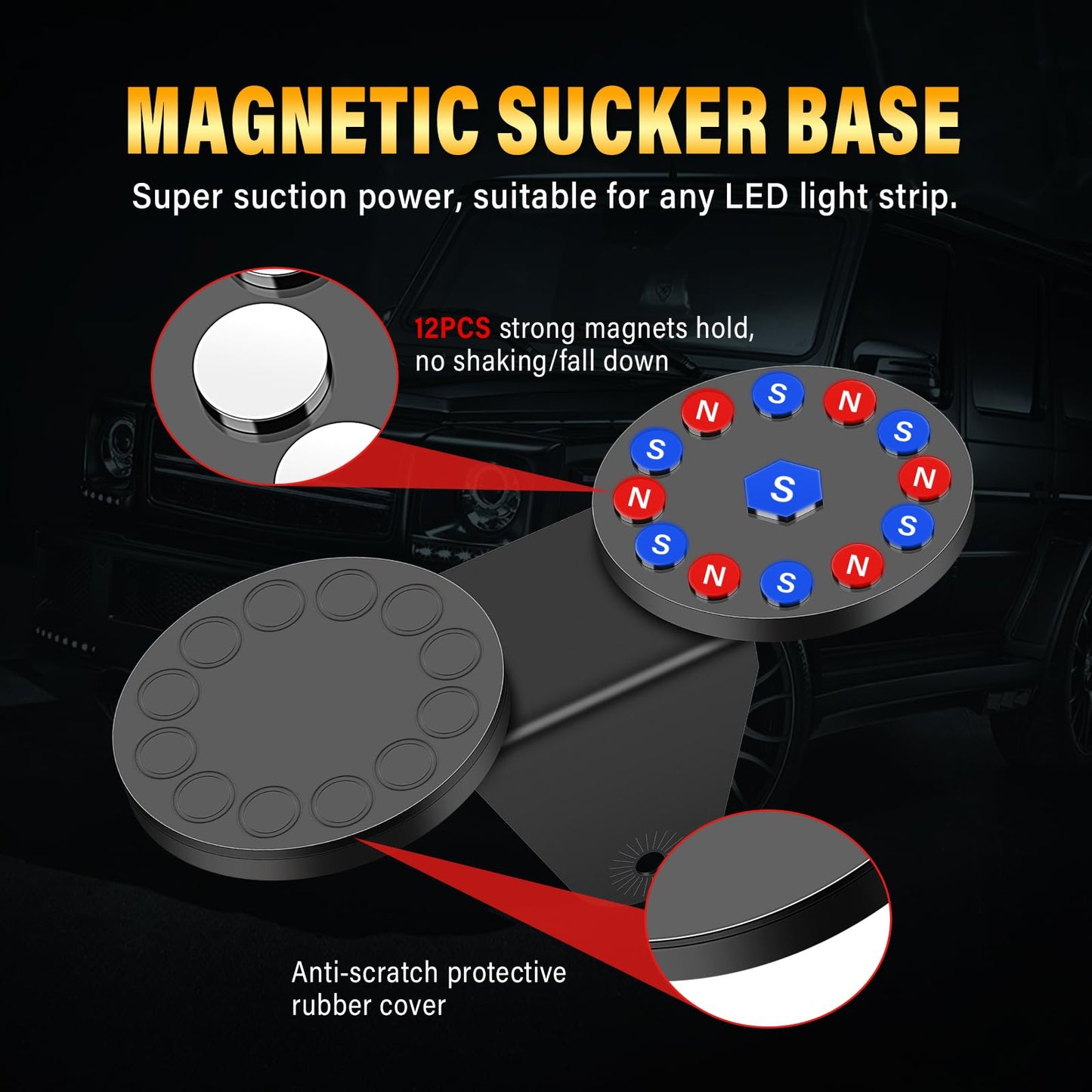 SKYWORLD 52" Curved Off Road LED Light Bar, 675W Triple Row Flood/Spot Combo Beam with 2 Magnetic Mounts & Wiring Harness Kit - 12V/24V for Trucks, SUVs, UTV, ATV, Tractors, Trailers, 6000K White