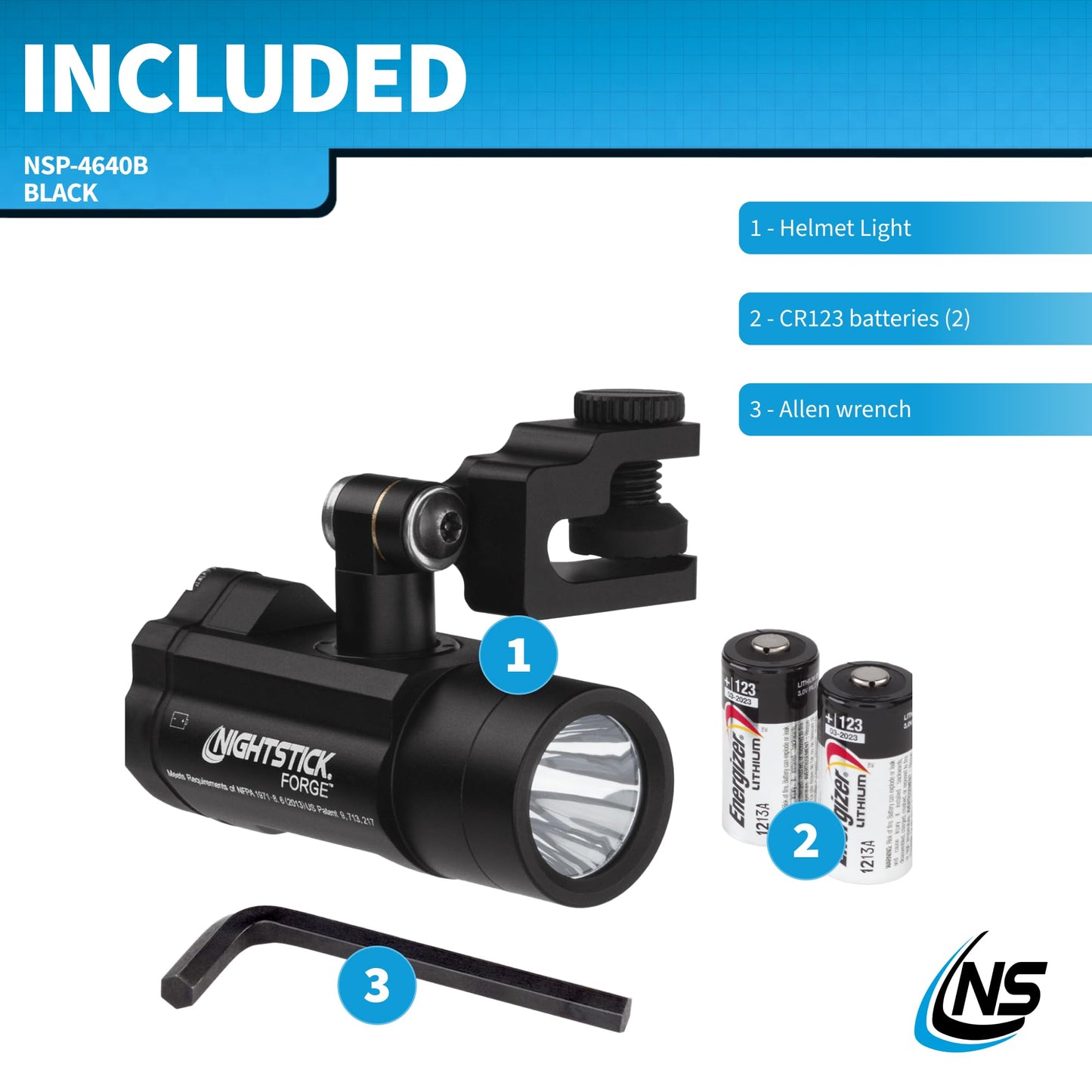 Nightstick XPP-5566RX Intrant Intrinsically Safe Dual Angle Light NSP-4640B Forge™ Helmet-Mounted Multi-Function Flashlight
