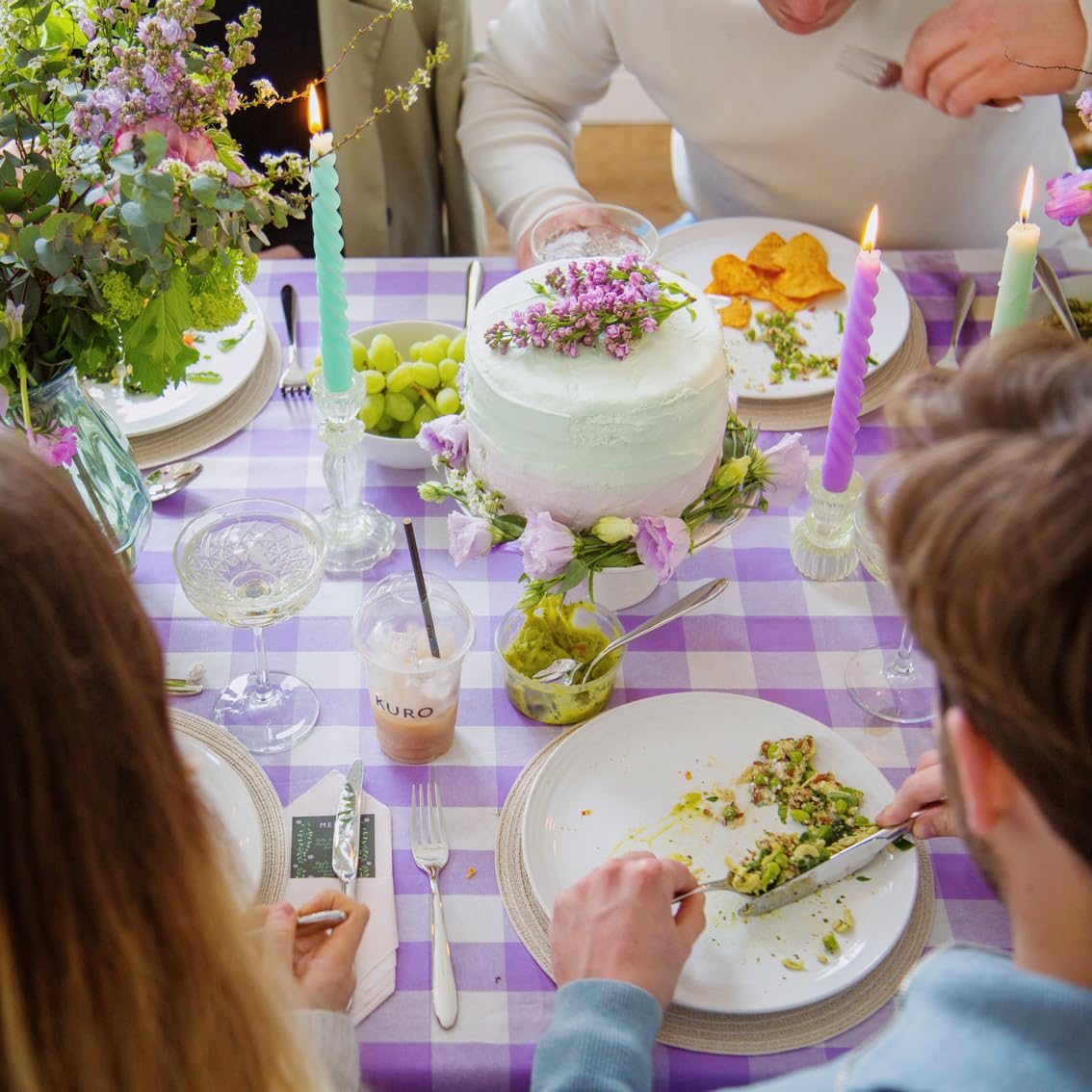 Talking Tables 2 x Floral Dinner Candles Ideal for Mothers Day Birthday Easter Spring Weddings Unscented 8 Hours Burn Time Eco-Friendly Packaging 10 inches