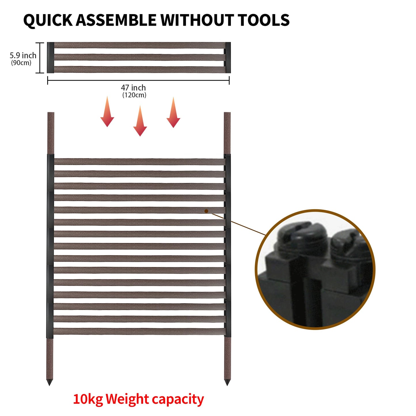 OnlyGarden Outdoor Privacy Screen Fence with Stand 4FT x 6FT, Freestanding Privacy Fence Panels for Outside, No Dig Fence for Air Conditioner, Trash Can, AC Unit, Patio Lattice Fence Trellis Brown