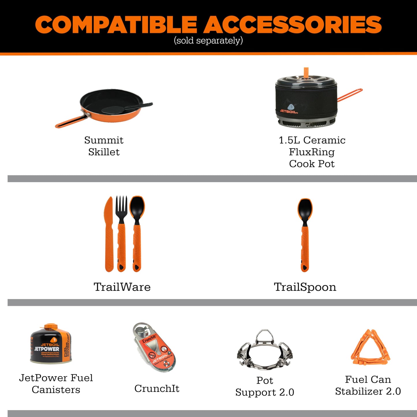 Jetboil TrailCook 1.2L Camping and Backpacking Stove Cooking System with Adjustable Heat Control, New for 2026, Carbon