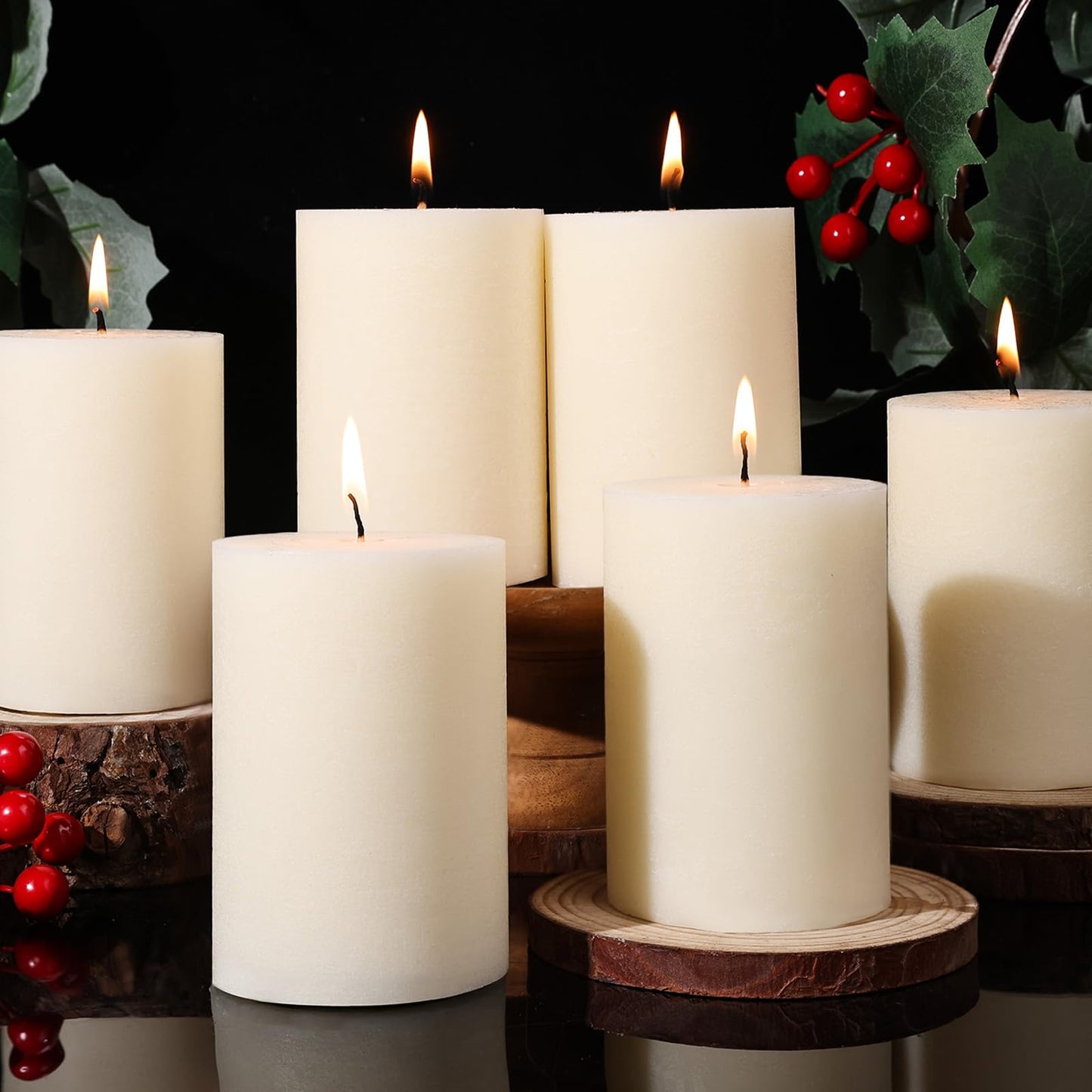 6 Pack Soy White Pillar Candles,Natural Soybean Pillar Candles,330 H Long Burning,2.8x4in Non-Toxic,Unscented,Dripless and Smokeless Rustic Hand-Poured Candles Dinner Table,for Wedding,Home