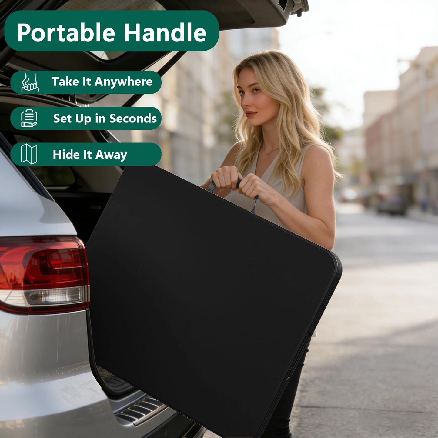 2 Pack Folding Table 6ft - Heavy Duty Plastic Table with Handle, Foldable & Portable, Fold-in-Half Utility Tables for Outdoor, Dining, Wedding, Events, Indoor, Picnic, Camping, Party (Black)