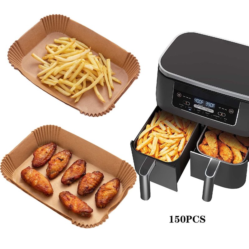 Air Fryer Liners Disposable for Ninja Dual Air Fryer,150PCS Rectangle Air Fryer Accessories,Baking Parchment Paper Liners for Ninja DZ201 /401
