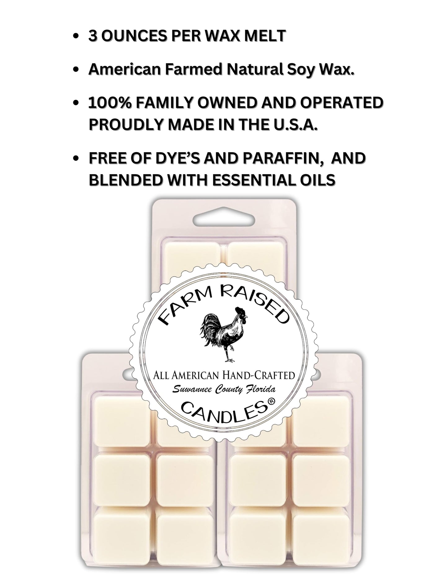 Farm Raised Candles White Tea & Sage Soy Wax Melts 3 Pack – Fresh from the Farm Scented Wax Cubes for Wax Warmers – Clean Resort Spa Fragrance – Made in USA