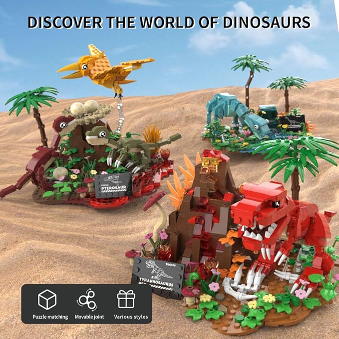 Dinosaur World Building Set- Compatible with Lego Sets for Boys 8-14 Jurassic Volcano Era Building Birthday Gift Set for Boys & Girl (536 Pcs)