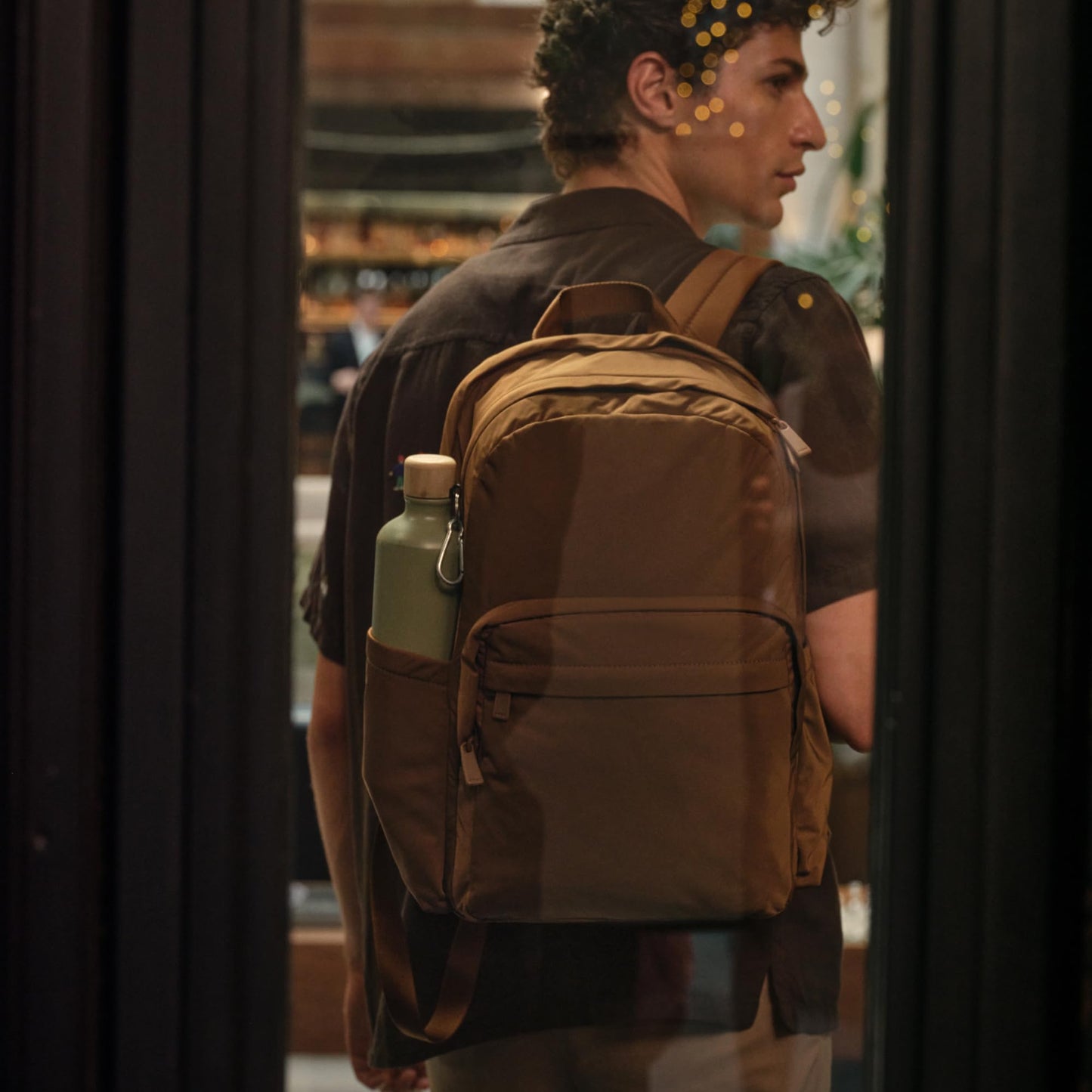 Away Featherlight Large Backpack for Travel & Work - Ergonomic Lightweight Bag with 16 Inch Laptop Sleeve, Passport Pocket & Trolley Sleeve, Amaro Brown