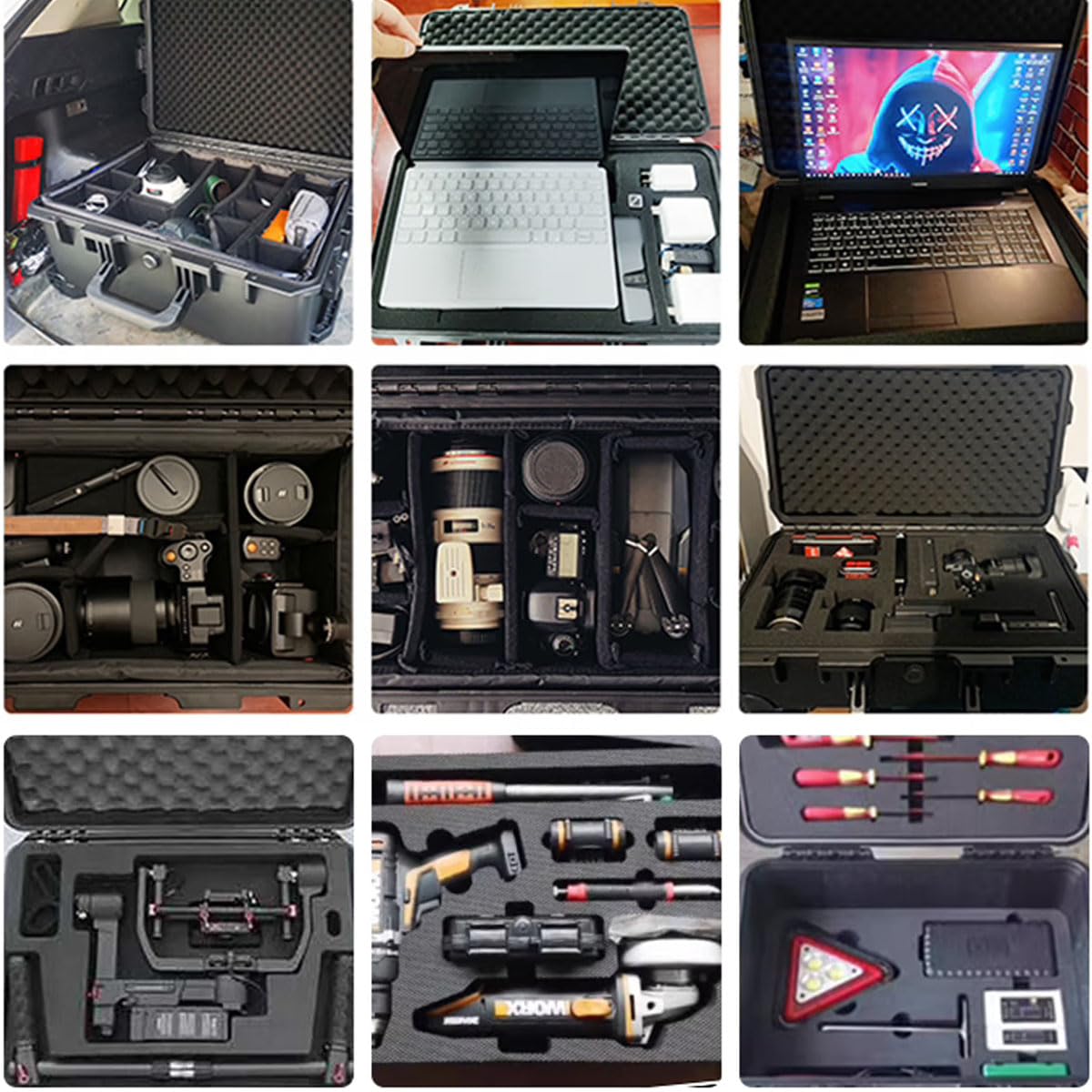 PISKGODSF 44"L x 16"W x 14"H Large Hard Case with Foam, Portable Rolling Hard Case with Wheels, Waterproof Shockproof Dustproof, Suitable for Cameras, Lenses, Camcorder, Instrument, Telescopes (Black)