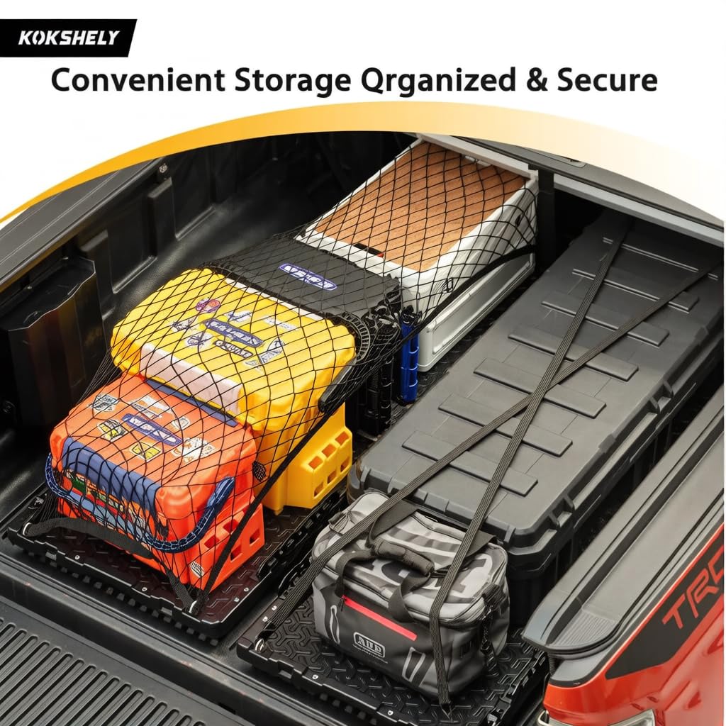 KOKSHELY Heavy-Duty Dual-Wall Sliding Truck Bed Cargo Tray with Wheels, Truck Bed Slide-Out Truck Bed Cargo Tray for Long Beds, Truck Bed Organizer Tray, Fits Most Full-Size Pickups
