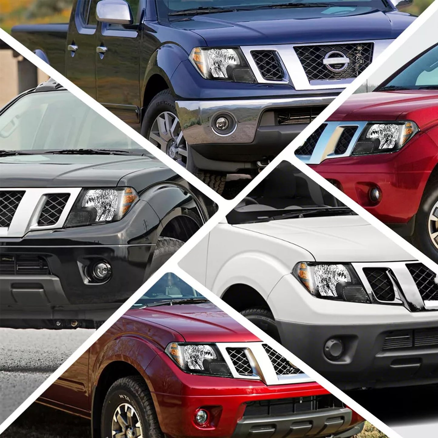 For 2009-2021 Nissan Frontier Headlights Assembly Compatible with 09 10 11 12 13 14 15 16 17 18 19 20 21 Frontier Headlamps Replacement Left and Right Accessories Clear Lens Black Housing