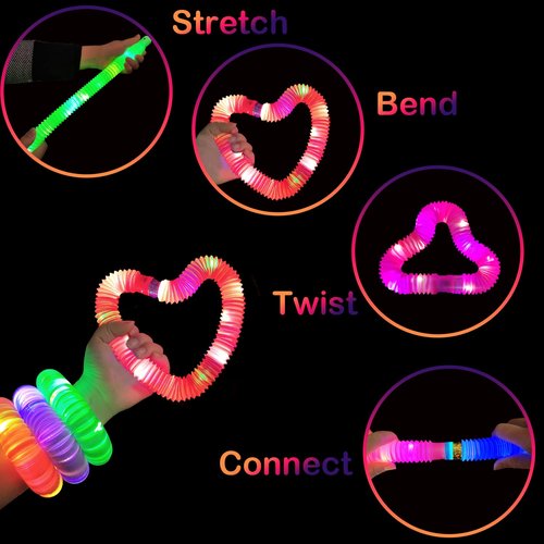 Glow Sticks Bulk Party Favors Supplies 96 PCS, LED Light up Wands Pop Tubes for Toddlers Kids, Glow in Dark Bracelet Necklace Accessories Decorations for Birthday Wedding Dance Floor Props Events