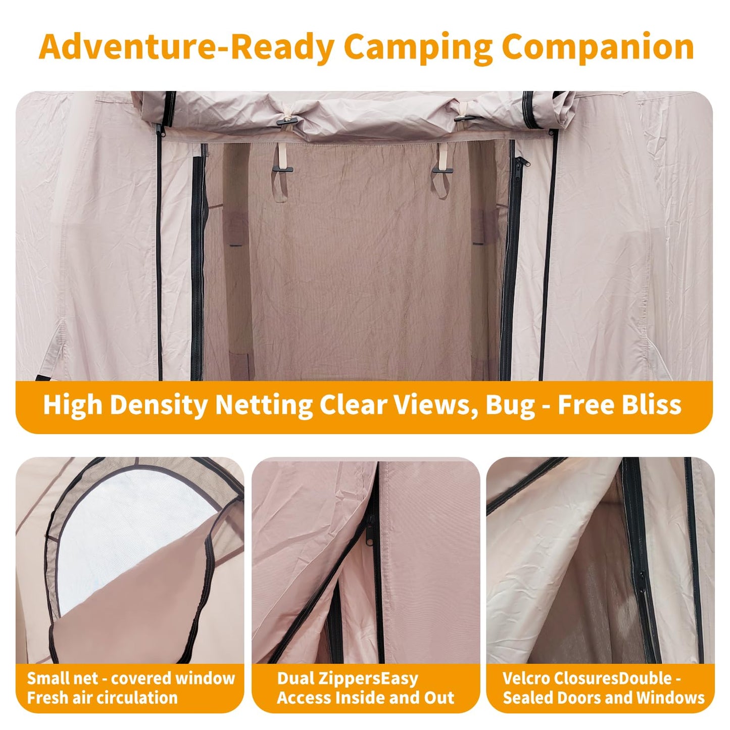 Inflatable Camping Tent with Hand Pump,4 Season Waterproof Outdoor Oxford Blow up 2-4Person with Mesh Windows & Door Tent House. (6.9x6.9 ft)
