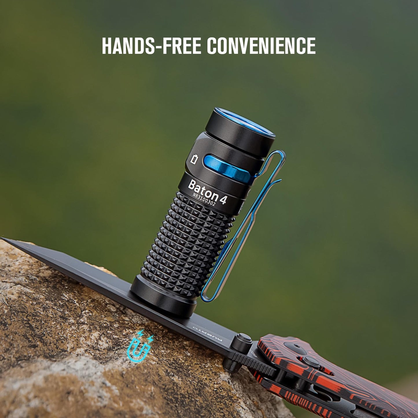 OLIGHT Baton4 Premium Edition EDC Flashlights 1300 Lumens with Type-C Charging Box, Powered by Rechargeable Battery, Small Bright Light IPX8 Waterproof for Emergencies, Outdoors (Black)